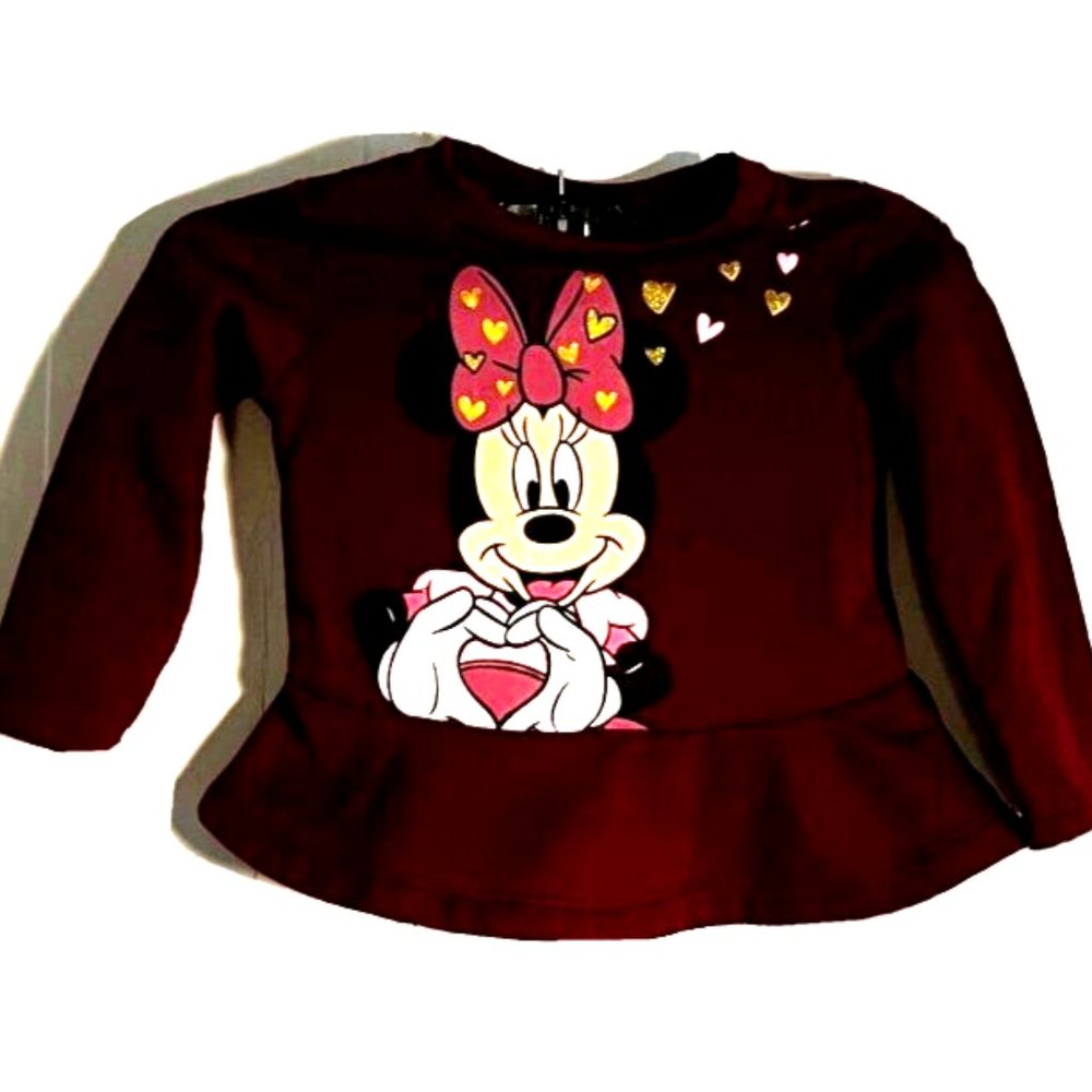 Disney Toddler Maroon Long Sleeve Shirt 2T
